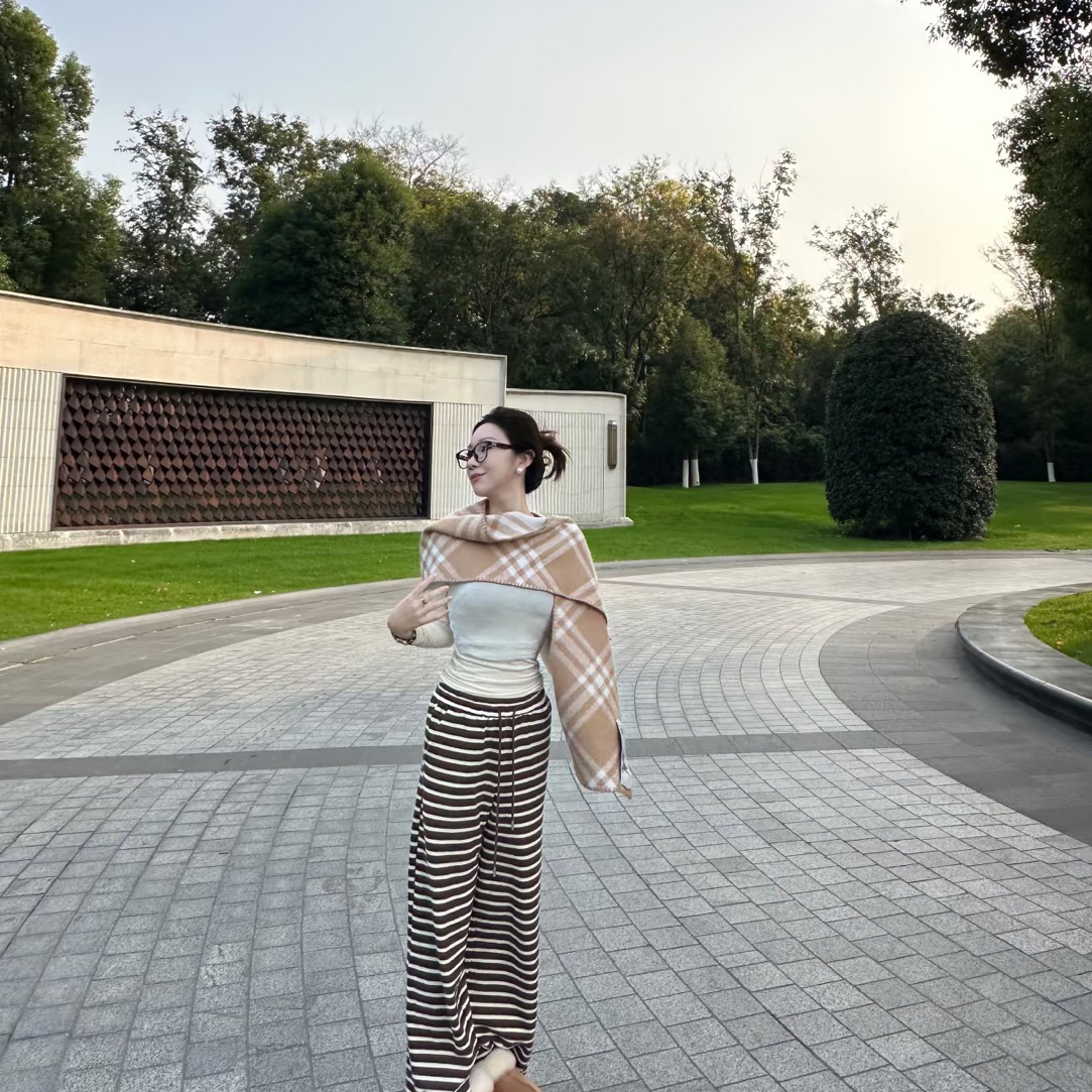 绵羊毛 高版本克重细节还原 支持对比时尚经典百搭条纹格围巾