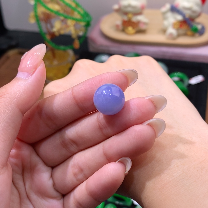 【闪购商品】未镶嵌戒指翡翠卡13mm浓紫珠