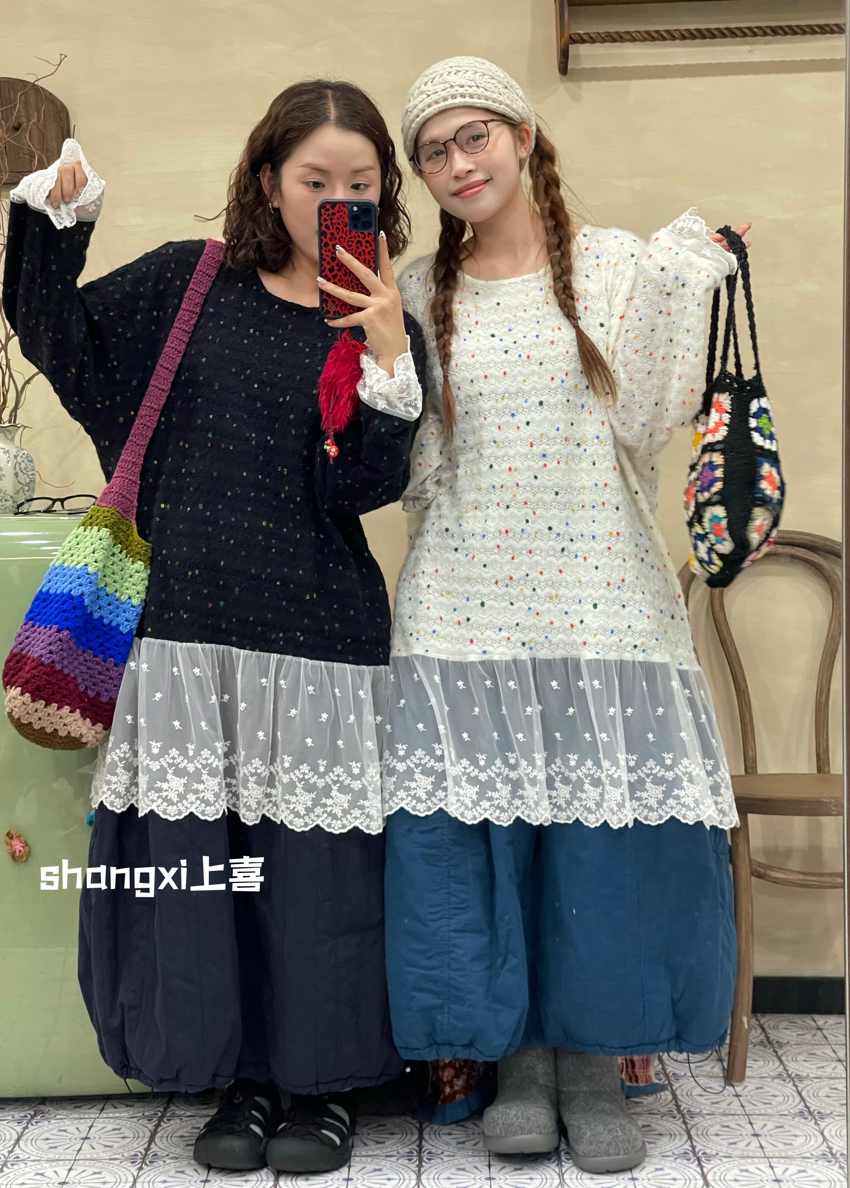 YQ#20259695#日系波点蕾丝打底 X