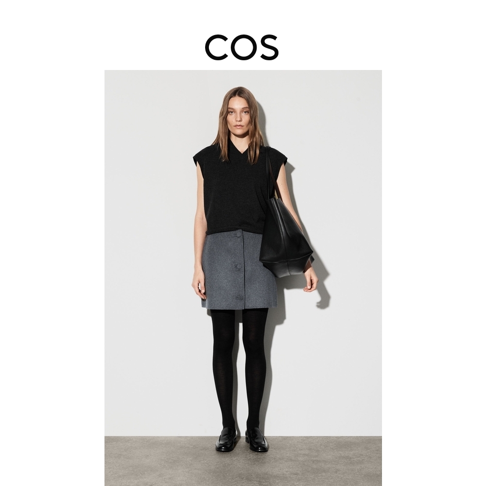 COS女装 标准版型双面工艺羊毛混纺迷你裙2026春季新品1321867001