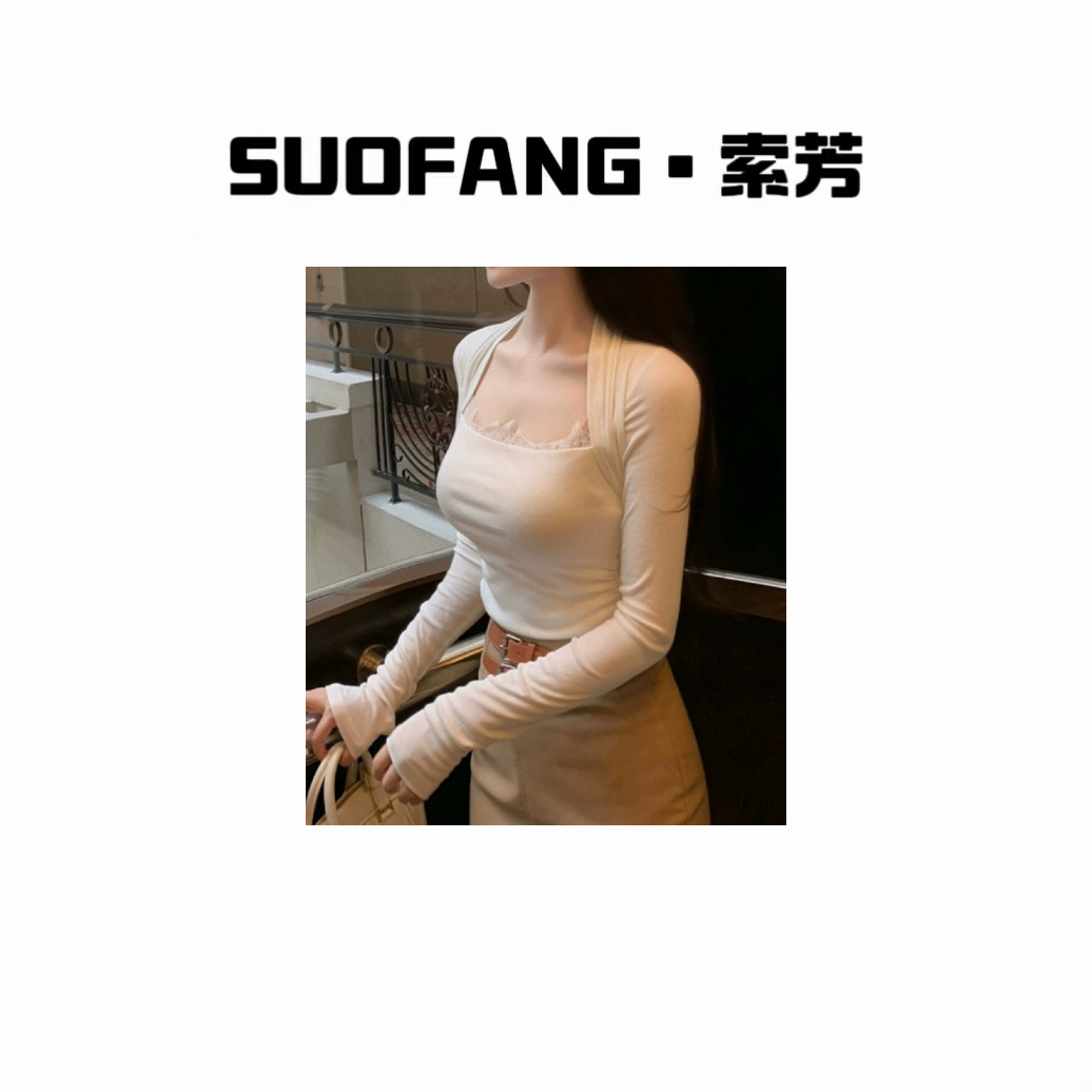 新品上市 纯欲蕾丝方口打底上衣9934