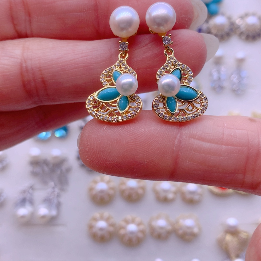 淡水珍珠耳饰合金