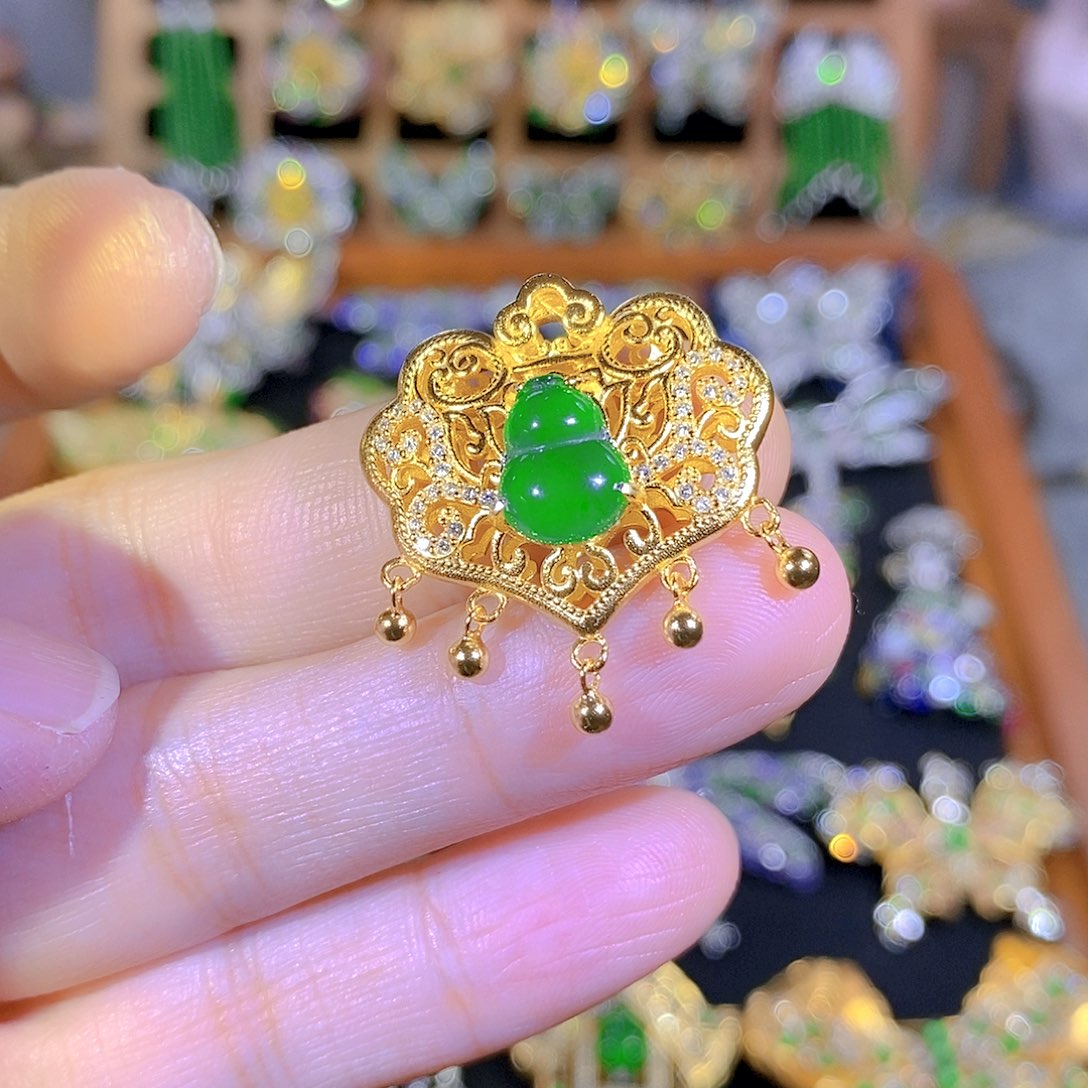 吊坠(不含链)银S925镶嵌翡翠