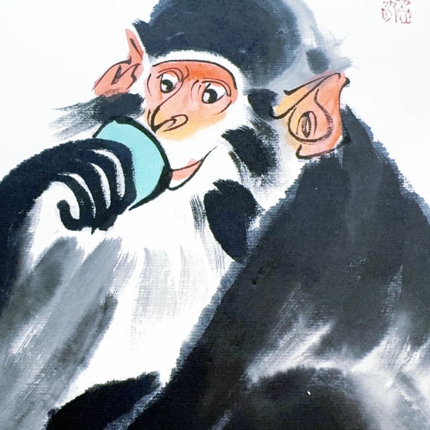 王冠人-定制链接-国画猴1平尺4