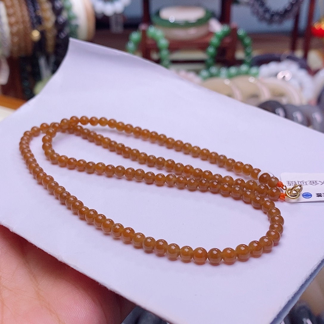 和田玉未镶嵌颈饰新疆且末糖料金镶锁骨链4m