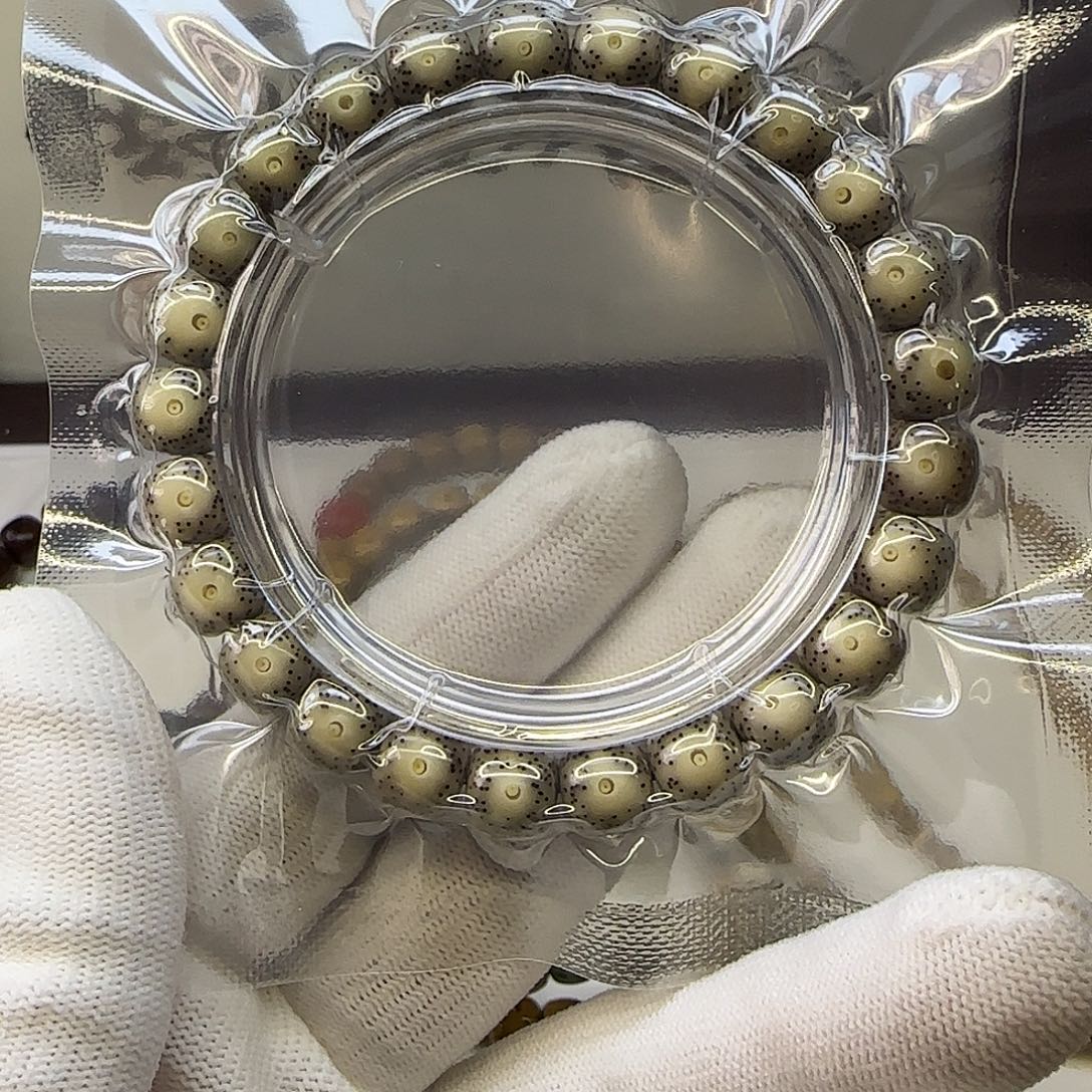 手串星月菩提卡9.5瓷白大眼睛散星