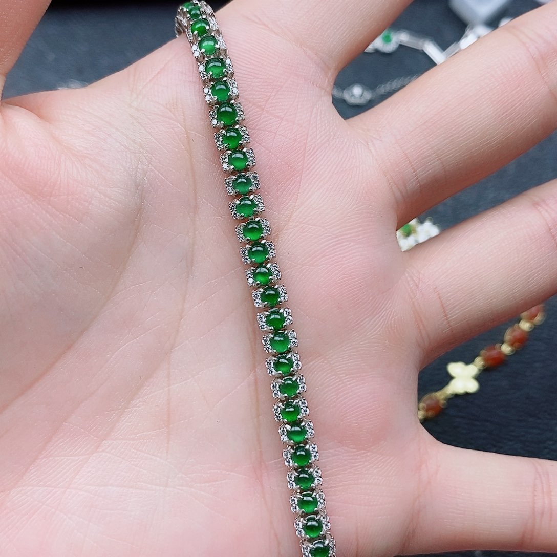 银S925镶嵌戒指翡翠武***玉