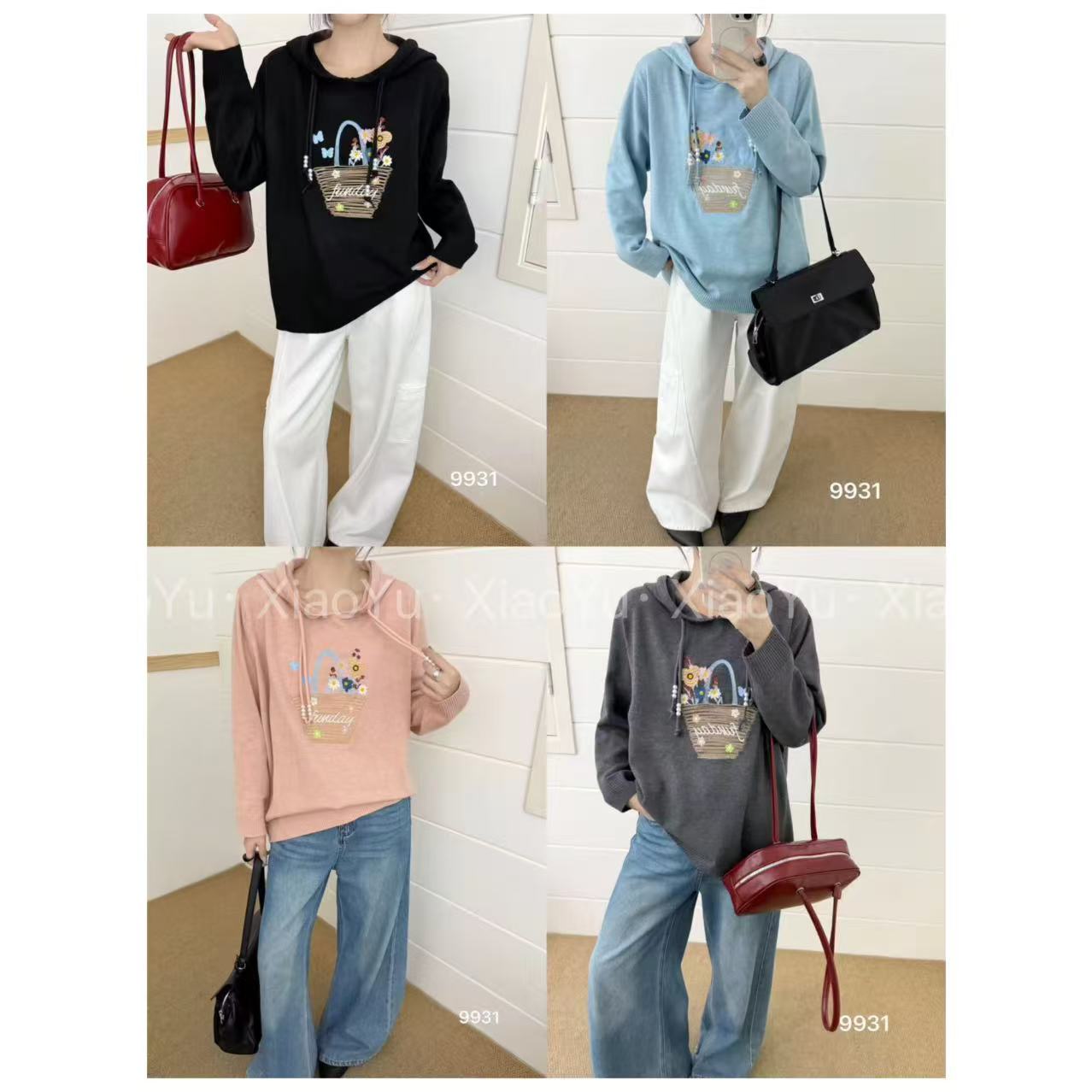 定制【彩色绣花连帽针织衫】XP 9931 【NO退换】瑕疵品