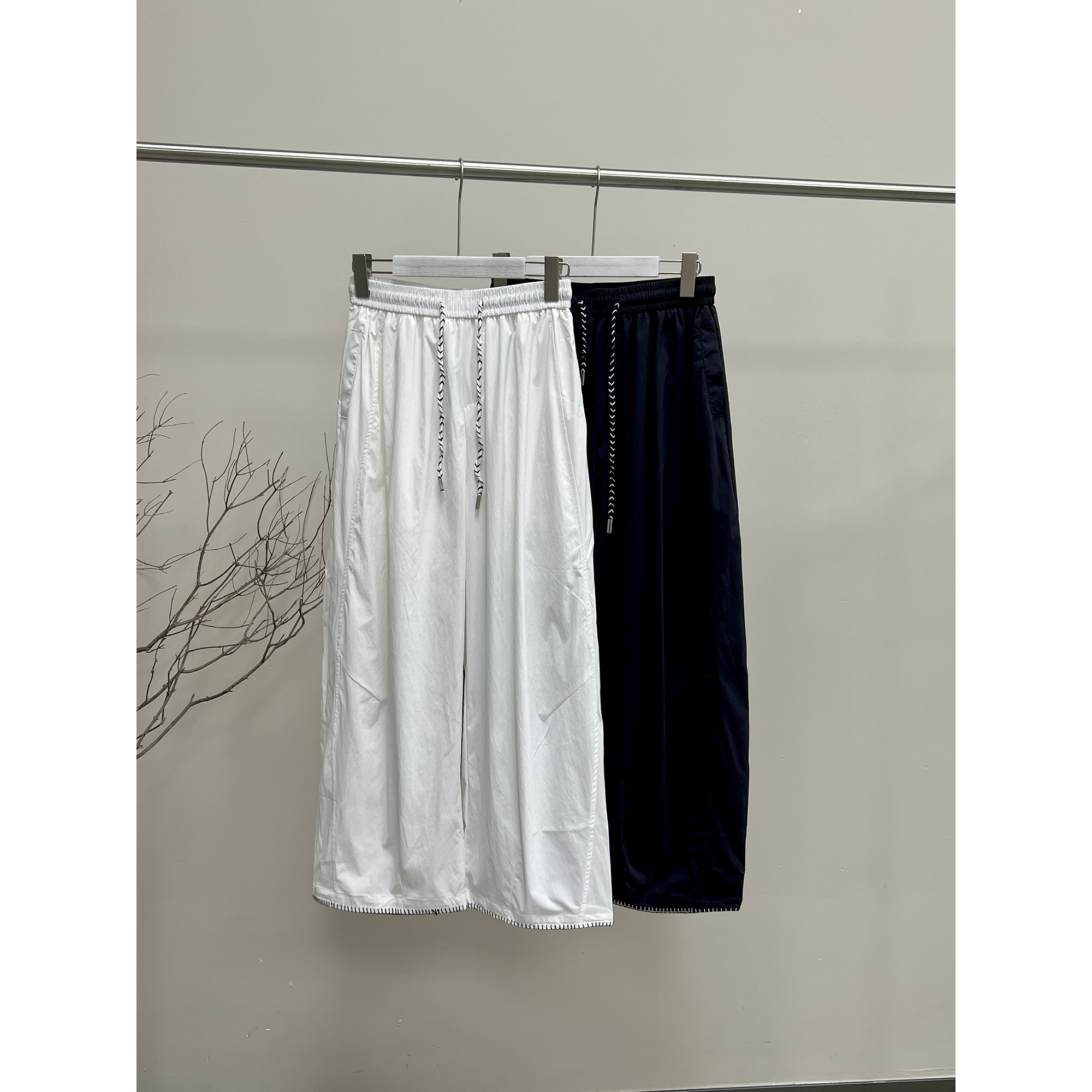 撞色边速干九分休闲裤99987