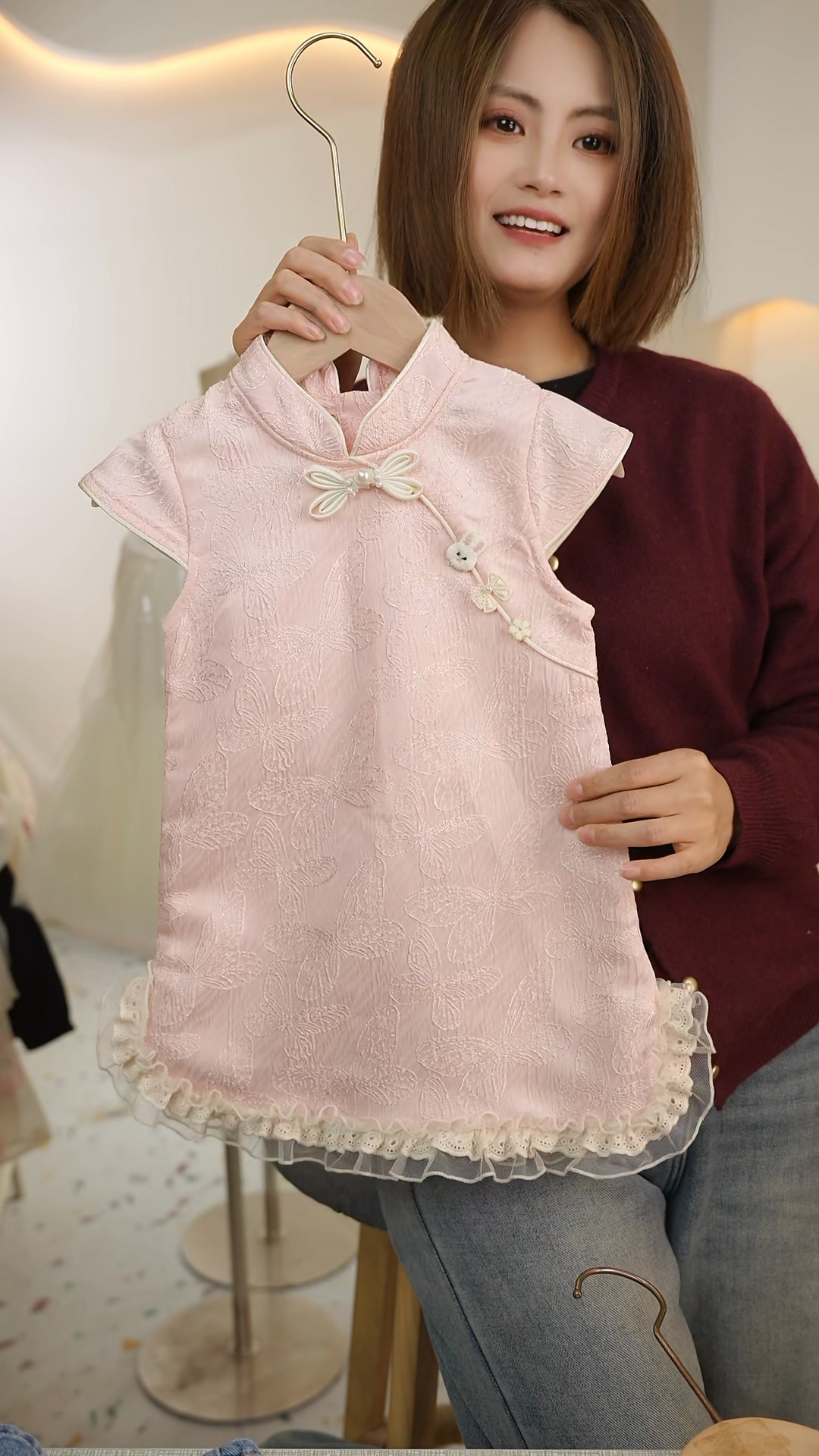 【粉蝴蝶】现货SC027 2025女童夏季蝴蝶国风旗袍裙