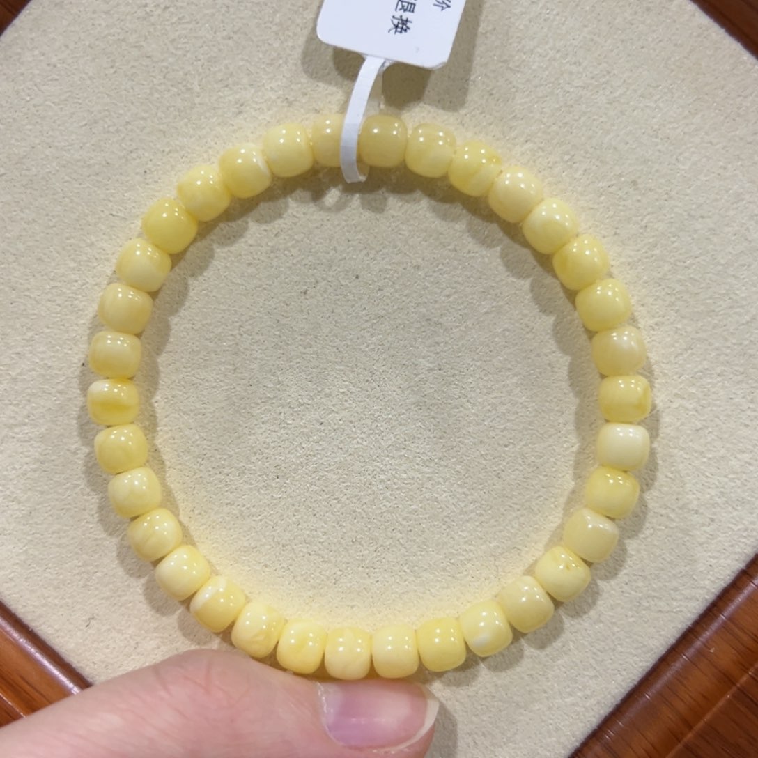 未镶嵌蜜蜡手链6m高桩浓蜡奶白 纯福利 捡漏！