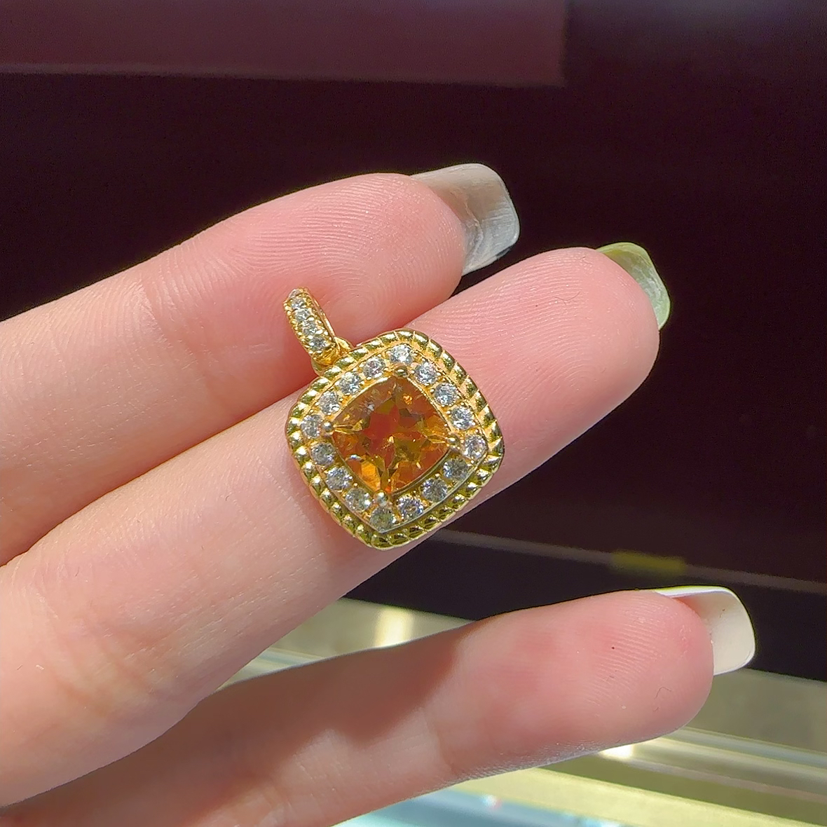 【298】天然黄水晶吊坠s925银（赠链）