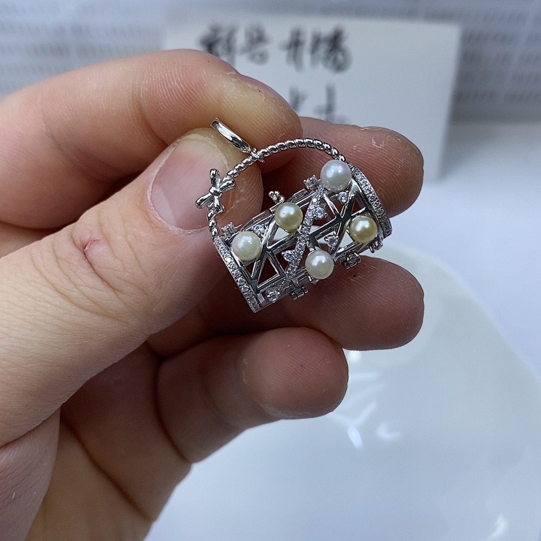 海水珍珠银S925镶嵌颈饰