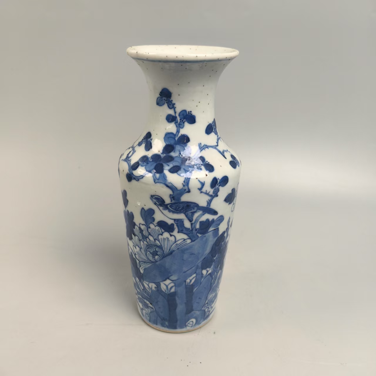 A01061清光绪青花花鸟纹赏瓶