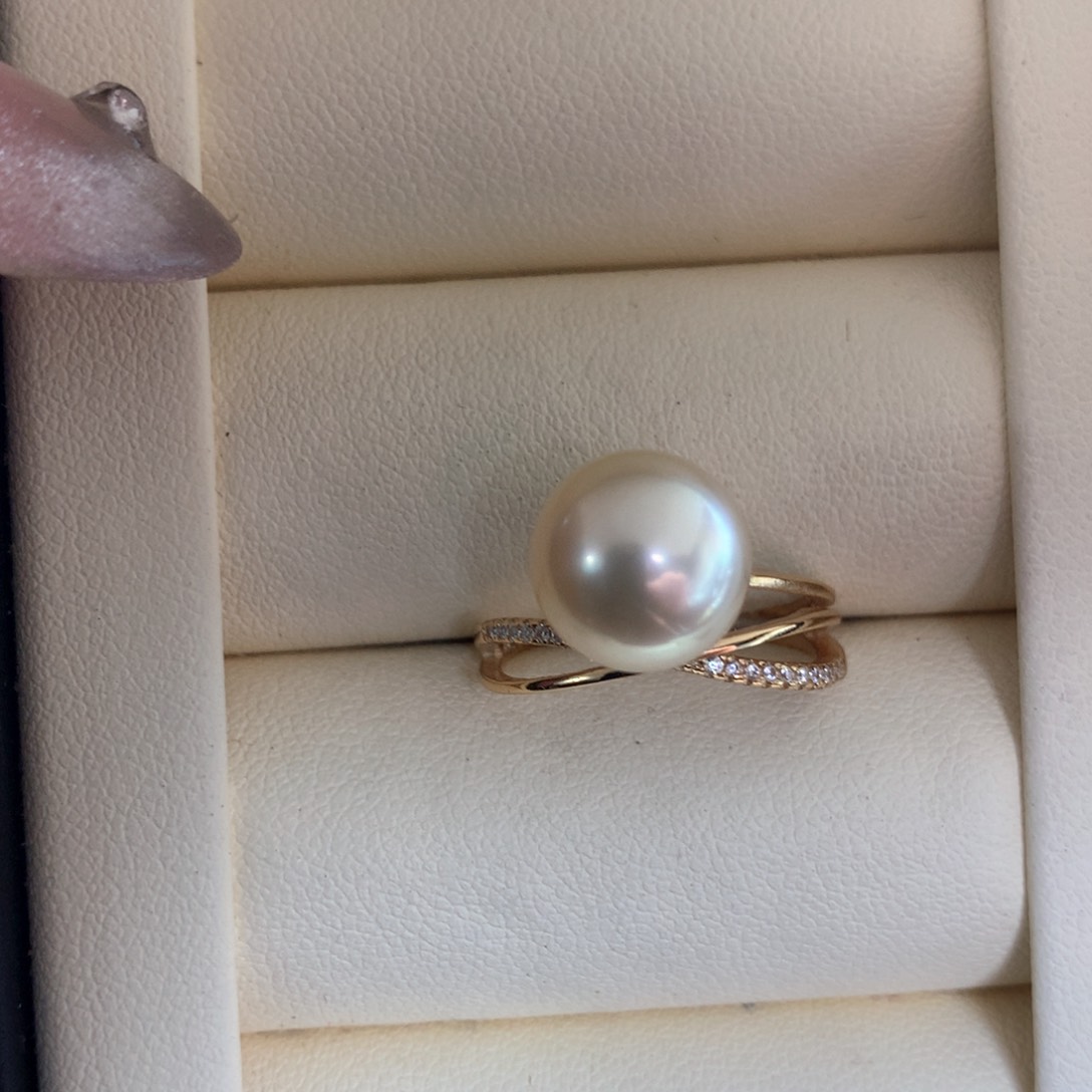 海水珍珠戒指银S925镶嵌