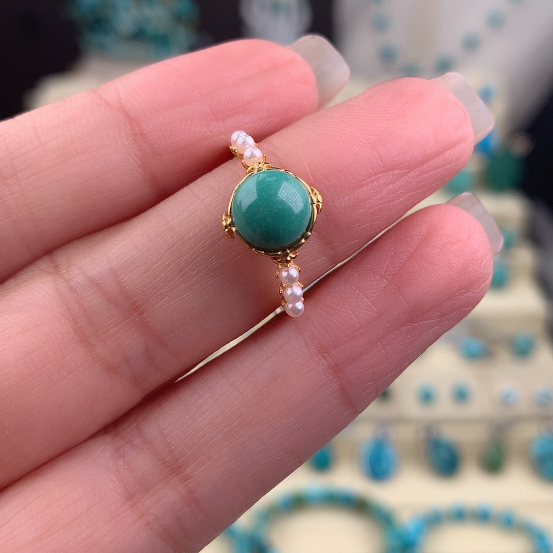 绿松石银S925镶嵌戒指