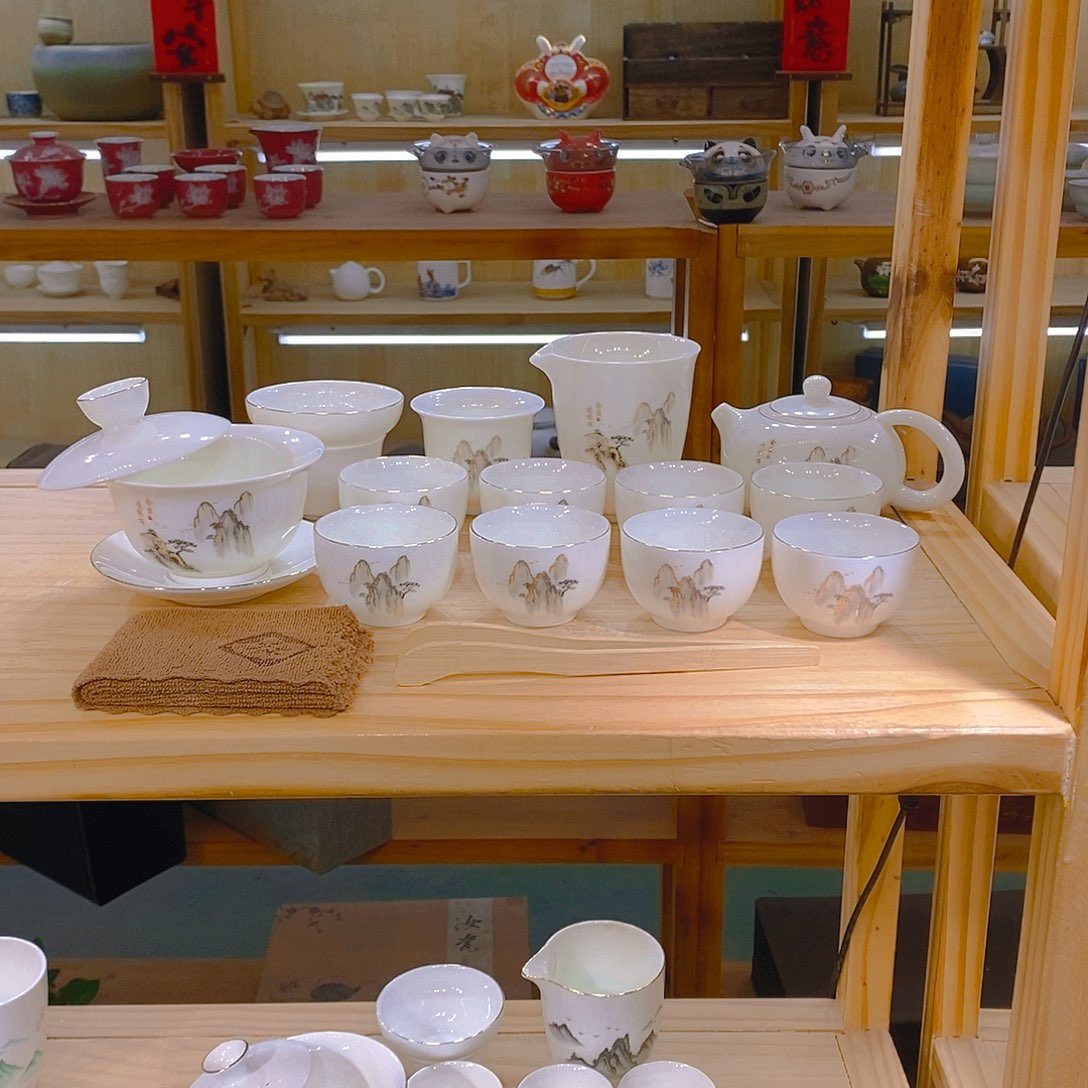 【不止】羊脂玉瓷茶具套装