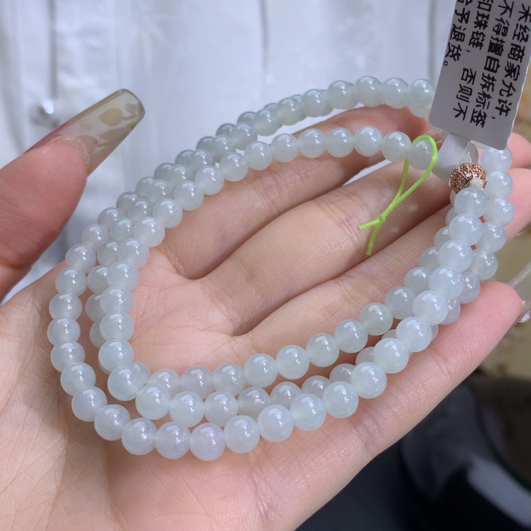 翡翠手链未镶嵌卡5.4冰晴底