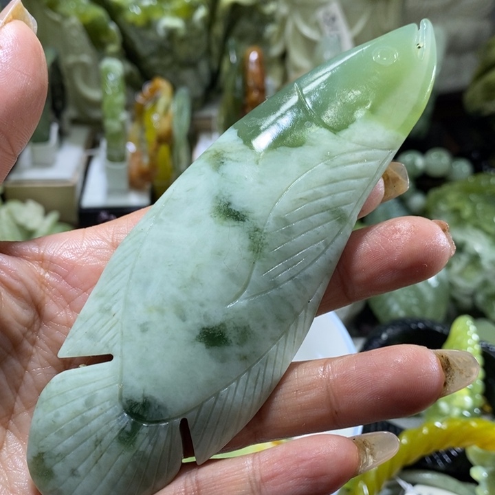岫玉未镶嵌岫玉手把