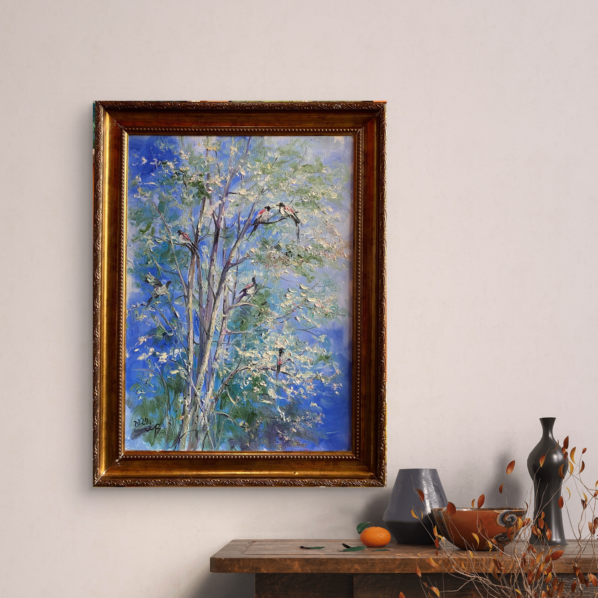 布面油画《春鸣》50×70CM