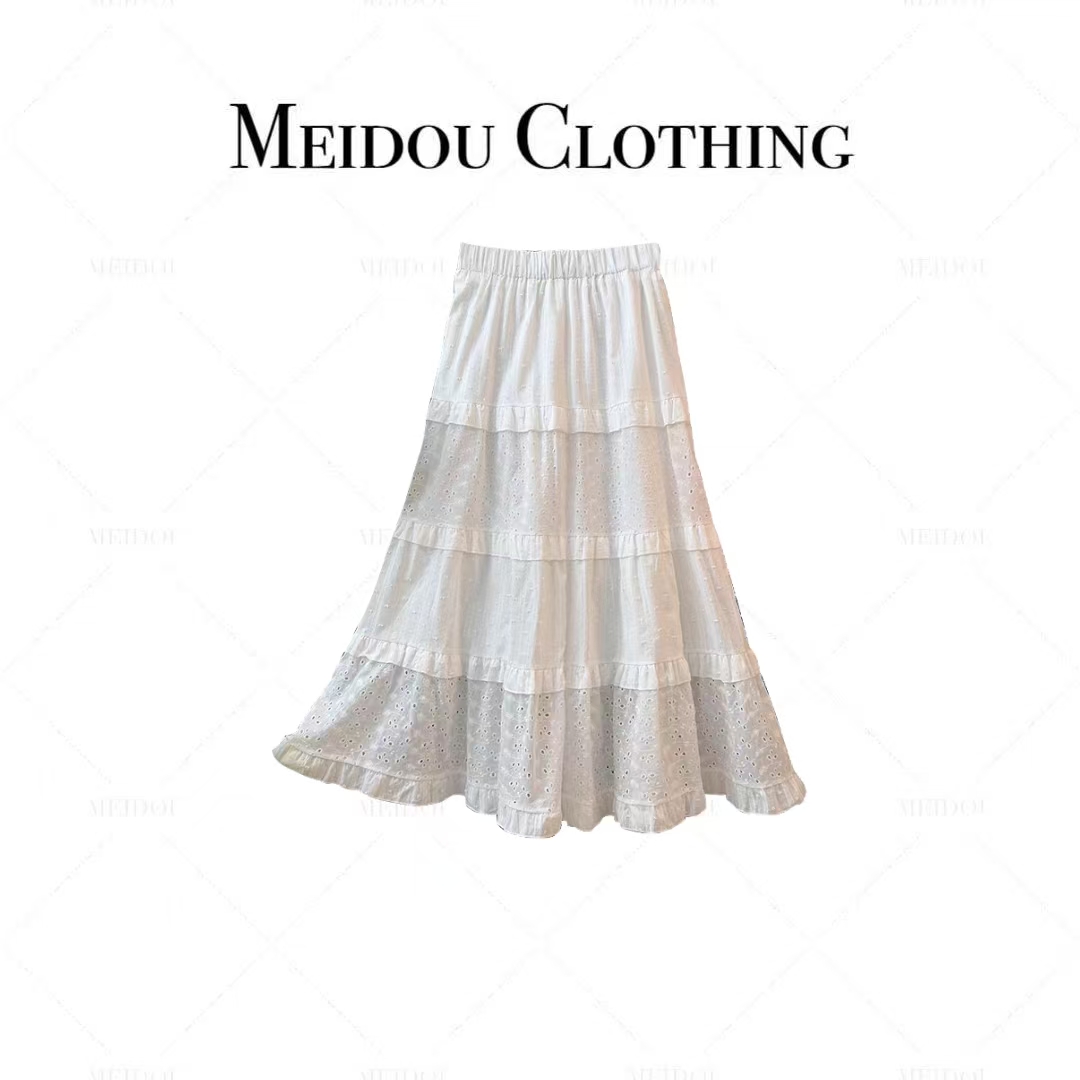 MEIDOU—2501【蕾丝半身裙】法式木耳边镂空刺绣温柔超仙蓬蓬蛋糕裙