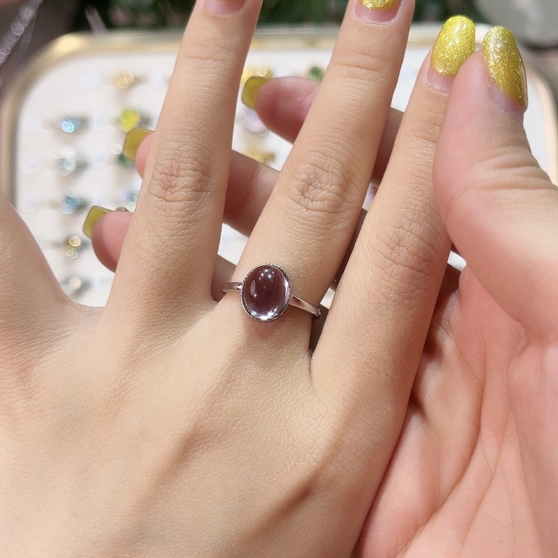 蛇纹石玉戒指银S925镶嵌