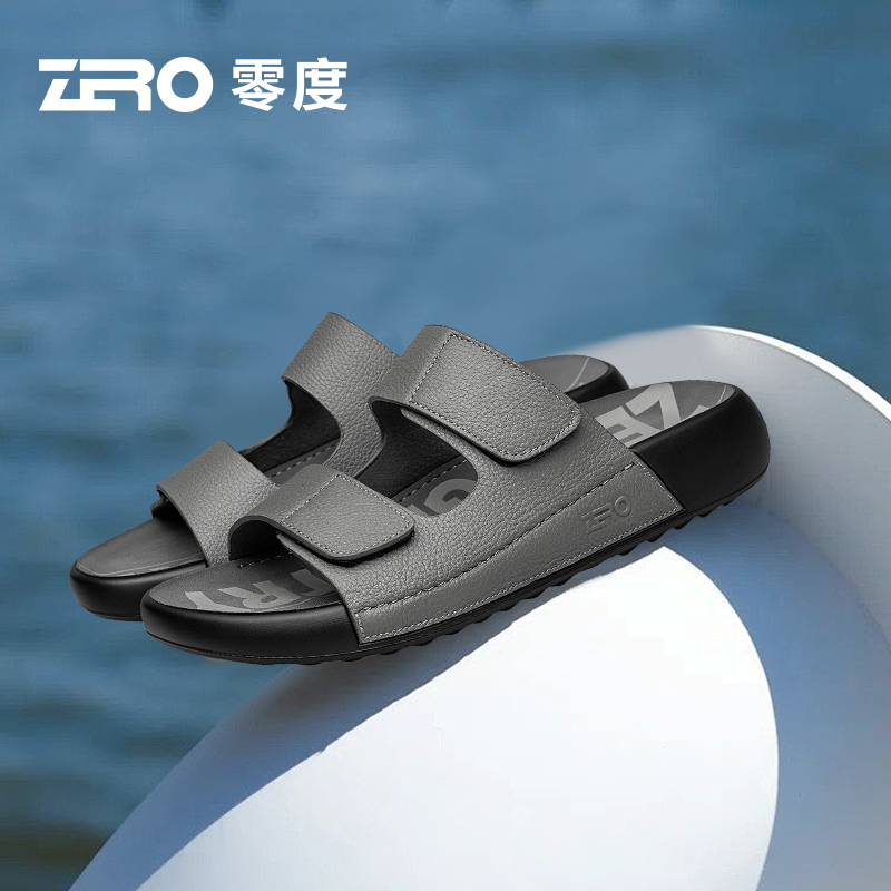 零度Zero男士休闲真皮沙滩凉鞋魔术贴设计轻便时尚百搭夏季新款