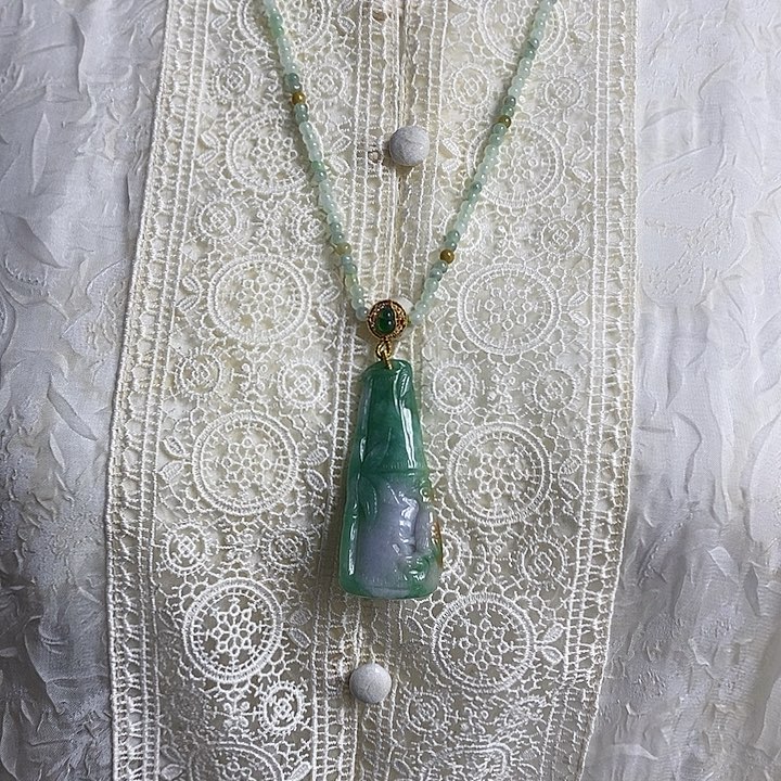 翡翠颈饰未镶嵌翡翠雕刻竹节 小凤凰吊坠