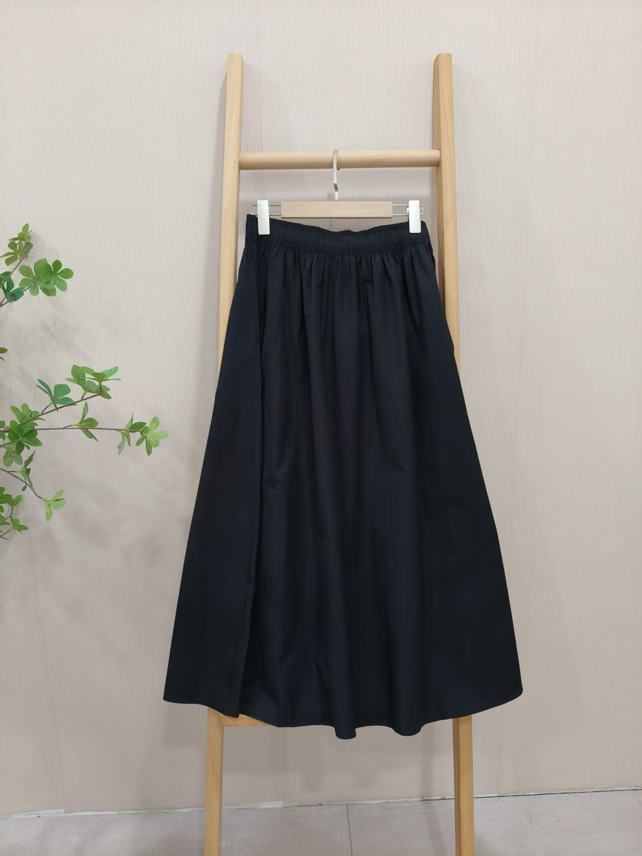 【Hua】25190夏季新款气质百搭简约显瘦纯色松紧腰半身裙