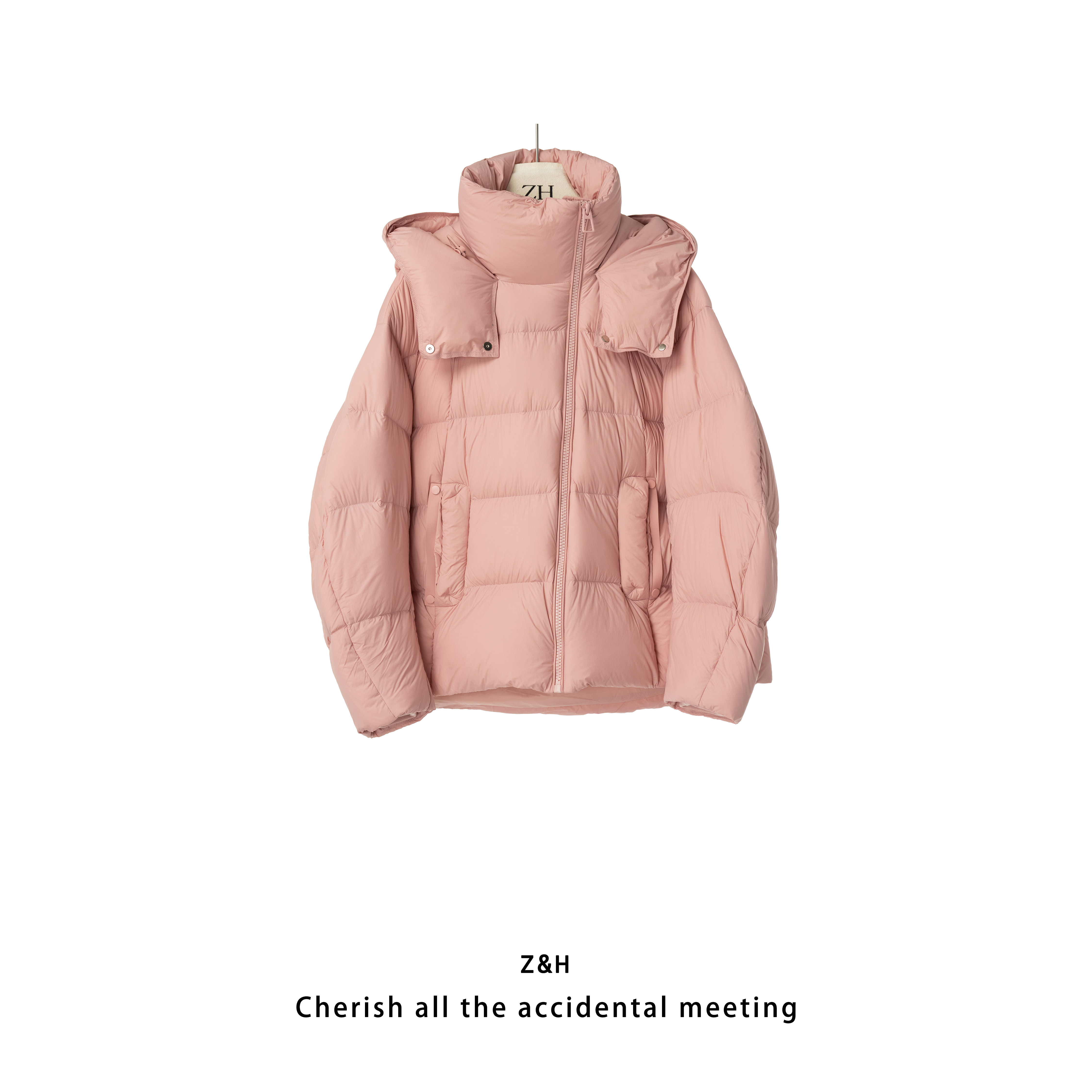 ZH【祈安】纯色简约款鹅绒服女长袖舒适