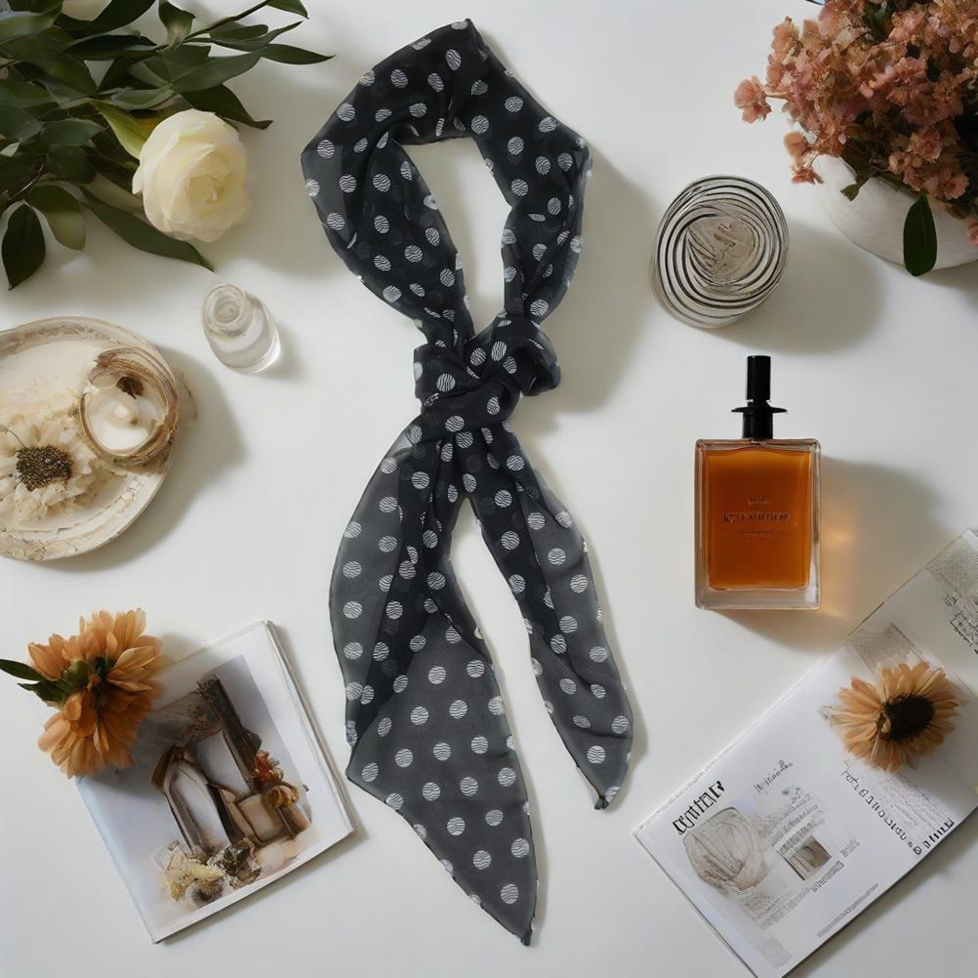 波点丝巾女圆点围巾百搭薄款柔软纱巾女时尚披肩