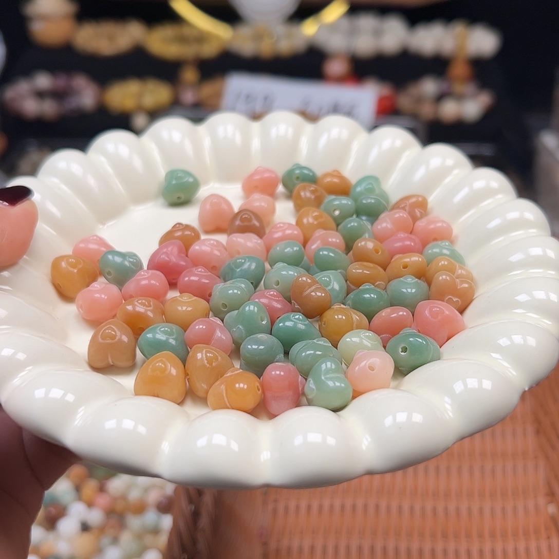 手串菩提根/象牙果马卡龙爱心20颗