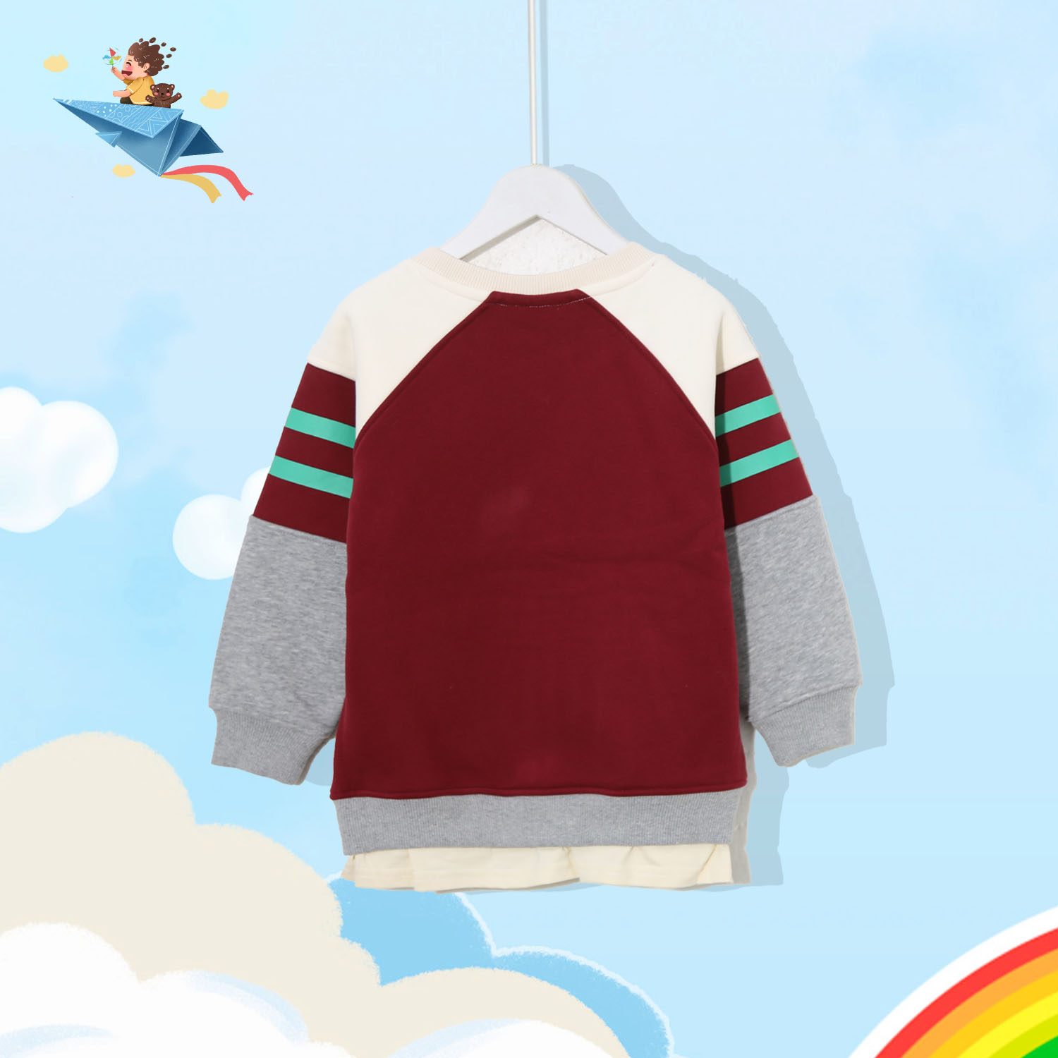 假两件圆领拼接加绒中大童卫衣时尚韩版休闲长袖卫衣PA-N899