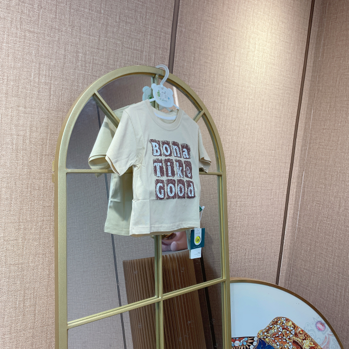 AD489   宝宝卡其色字母纯棉短袖T恤