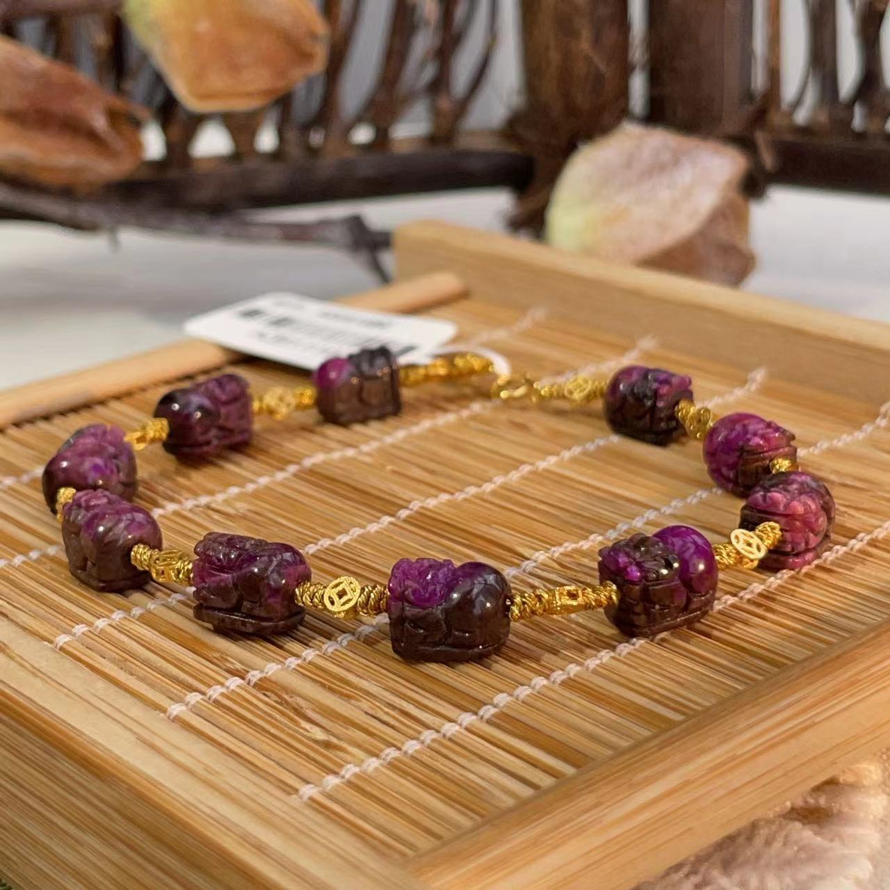 【18k】舒俱来桃红貔貅手链气质女款/AZB1116/16cm