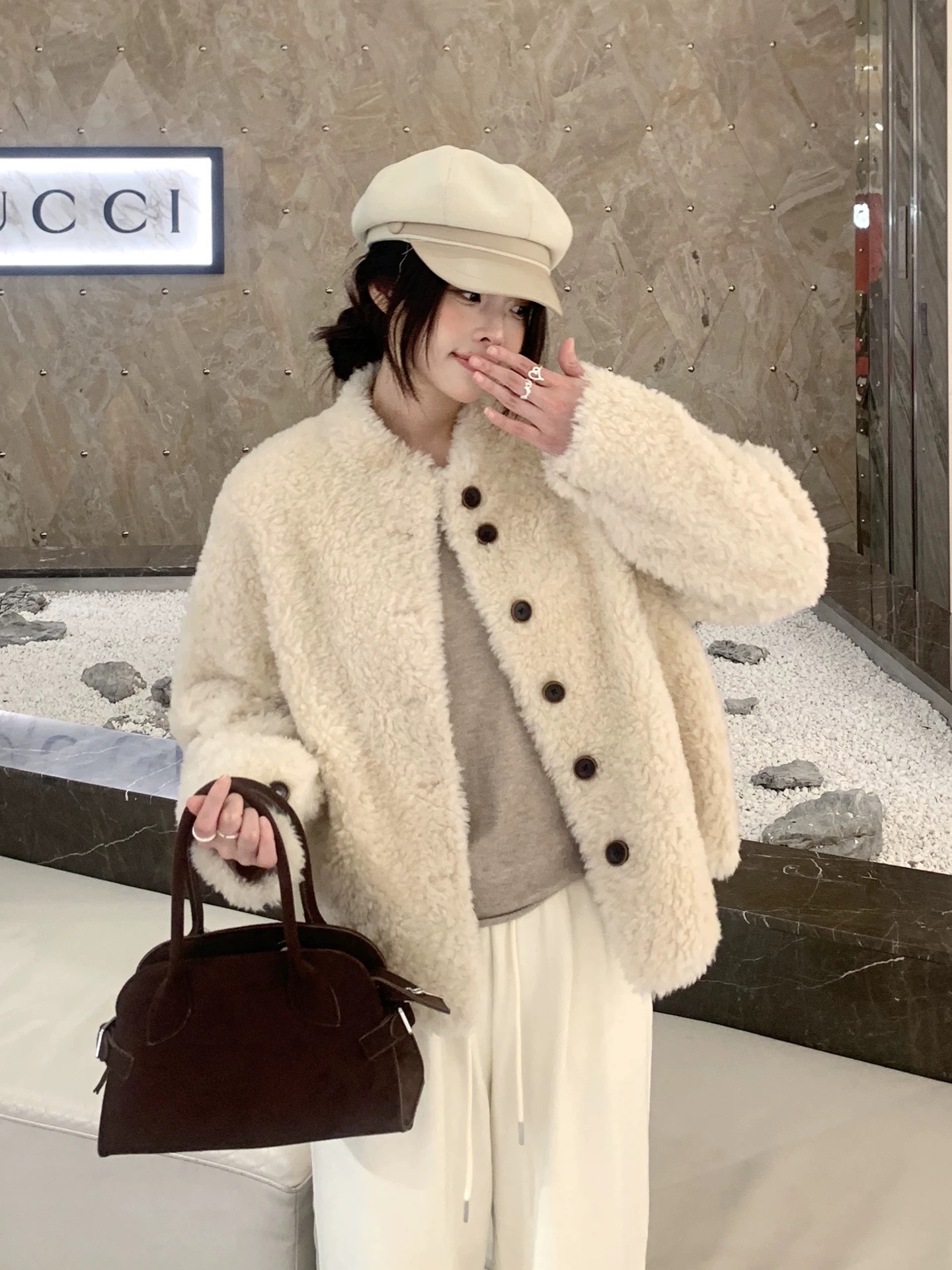 【月下山茶花】3132时尚短款2025秋冬100%绵羊毛晚宴场合女装