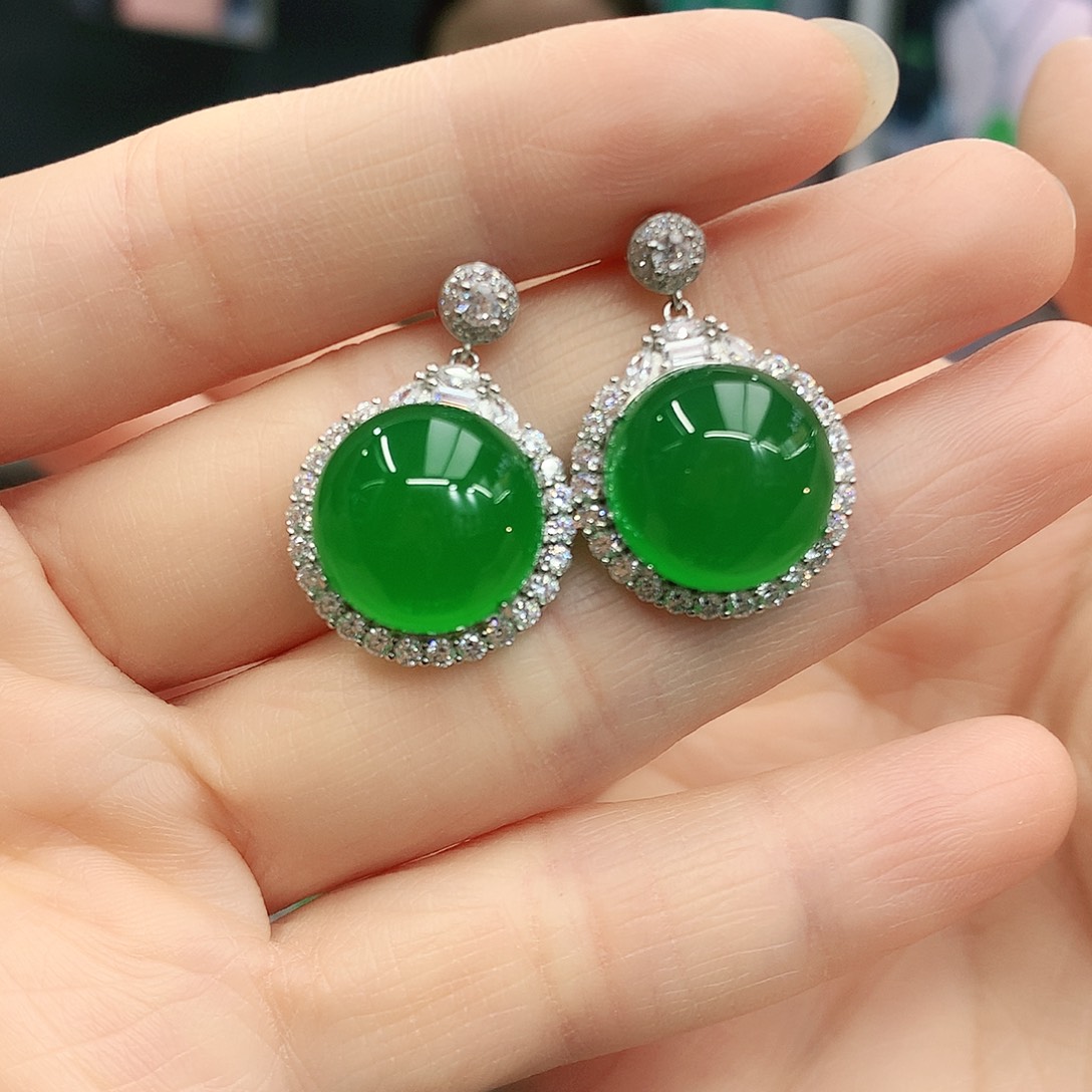 银S925镶嵌耳坠玛瑙/玉髓