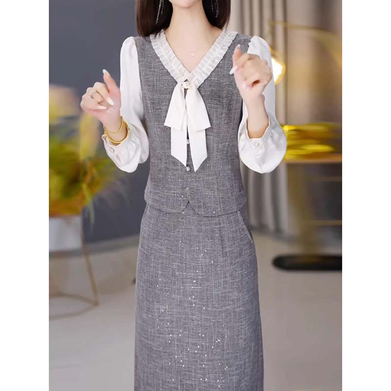 【有里布】新款女春秋今年流行爆款高档长袖减龄轻奢连衣裙QY0036