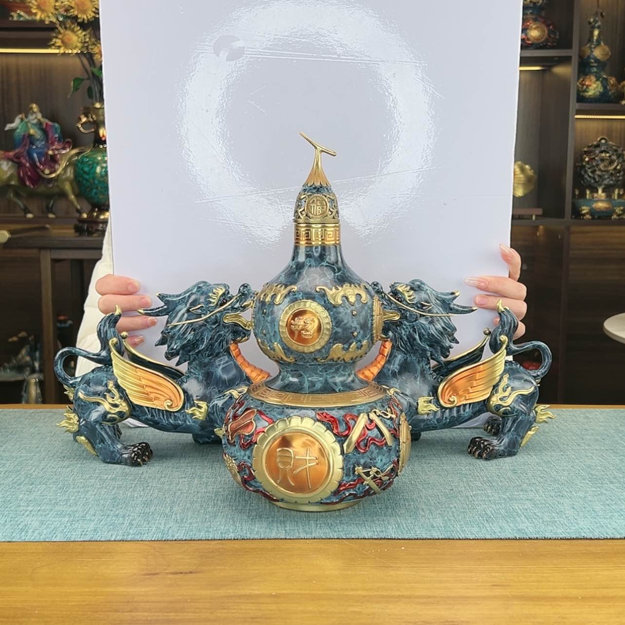 【闪购商品】督**酒全铜飞天霸王貔貅中号加八宝葫芦高30