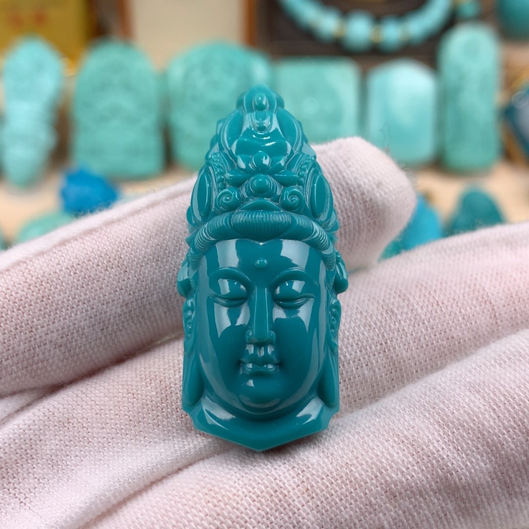 绿松石未镶嵌观音首