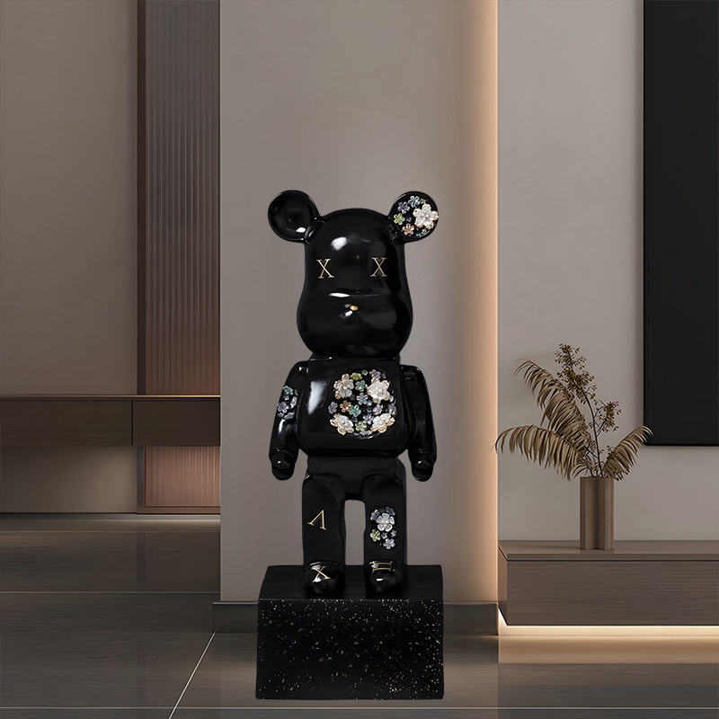 高档卡通创意客厅落地大号网红摆件家居电视柜装饰品贴钻熊3595