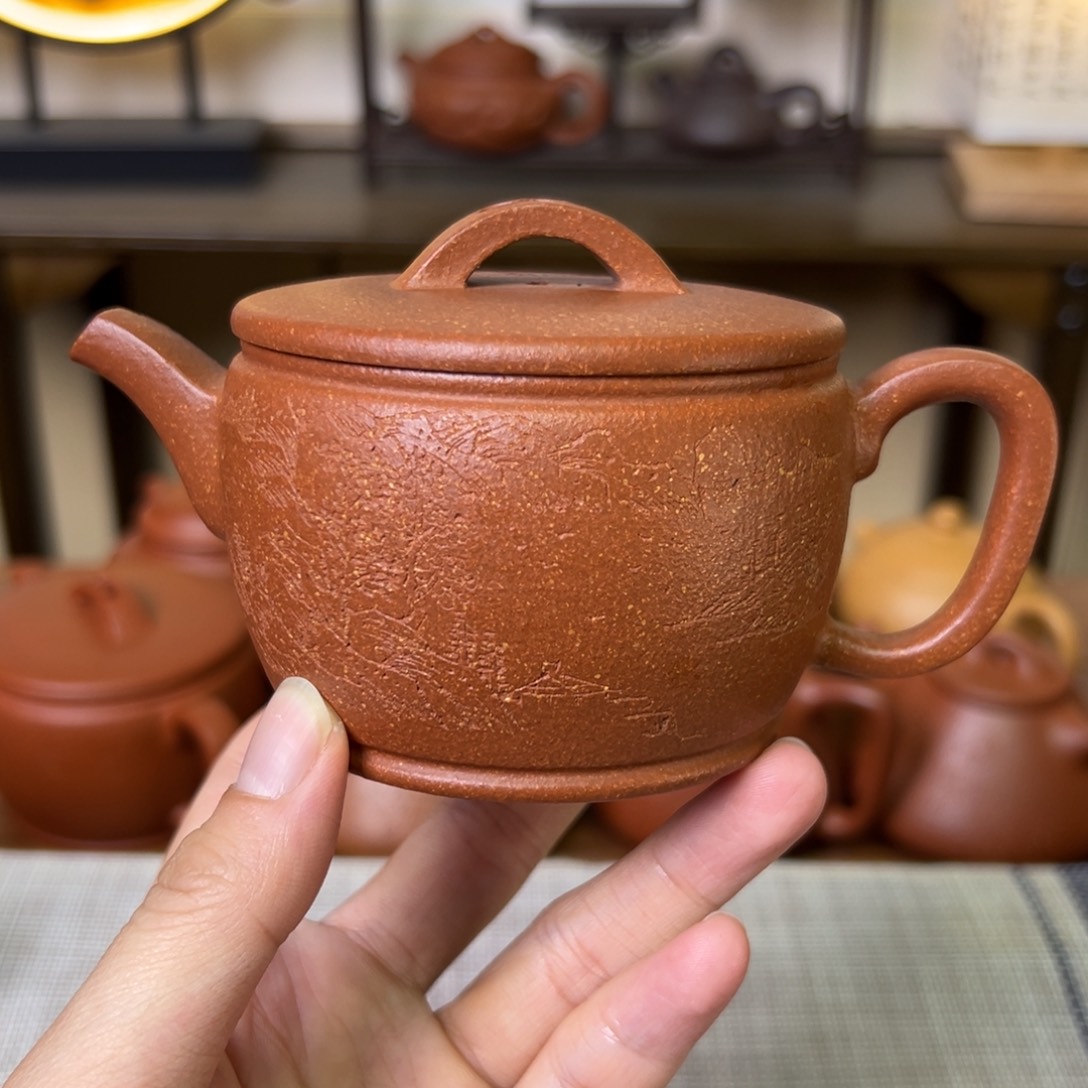紫泥茶壶紫砂壶汉瓦壶黄降坡200cc