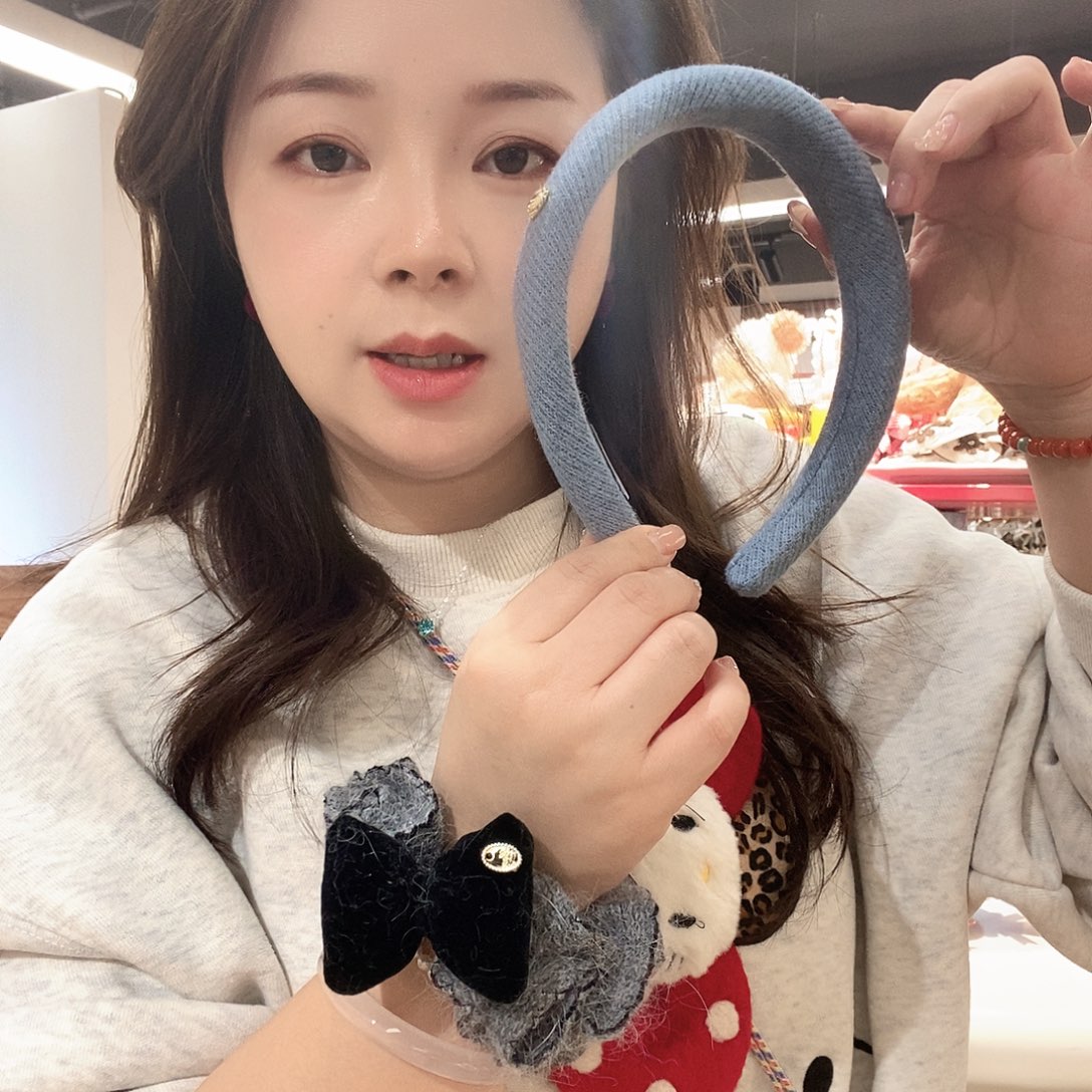 布艺铁合金蓝色发箍