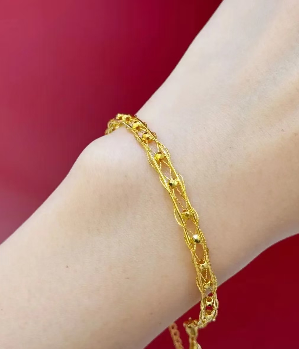 【陈总推荐】足金999蹦迪花丝手链