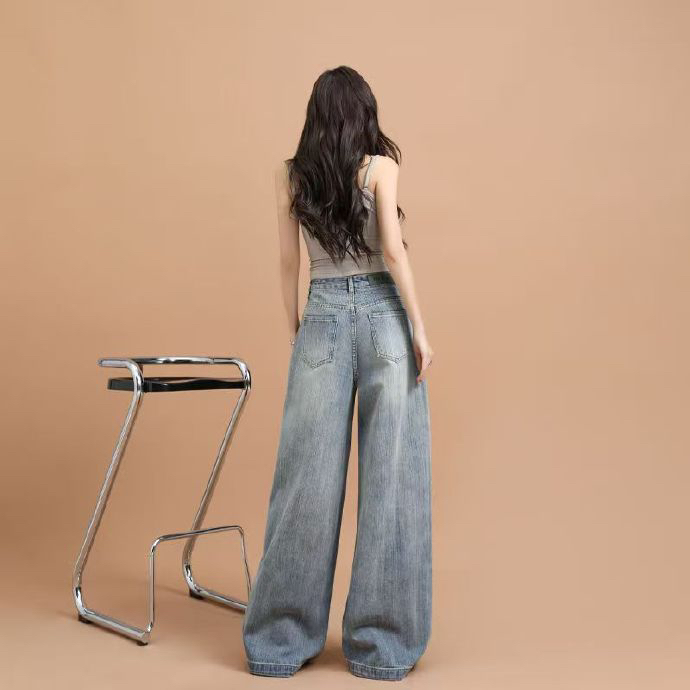 A2025十三行新款显瘦百搭窄版直筒阔腿显瘦遮胯天丝超薄喇叭牛仔