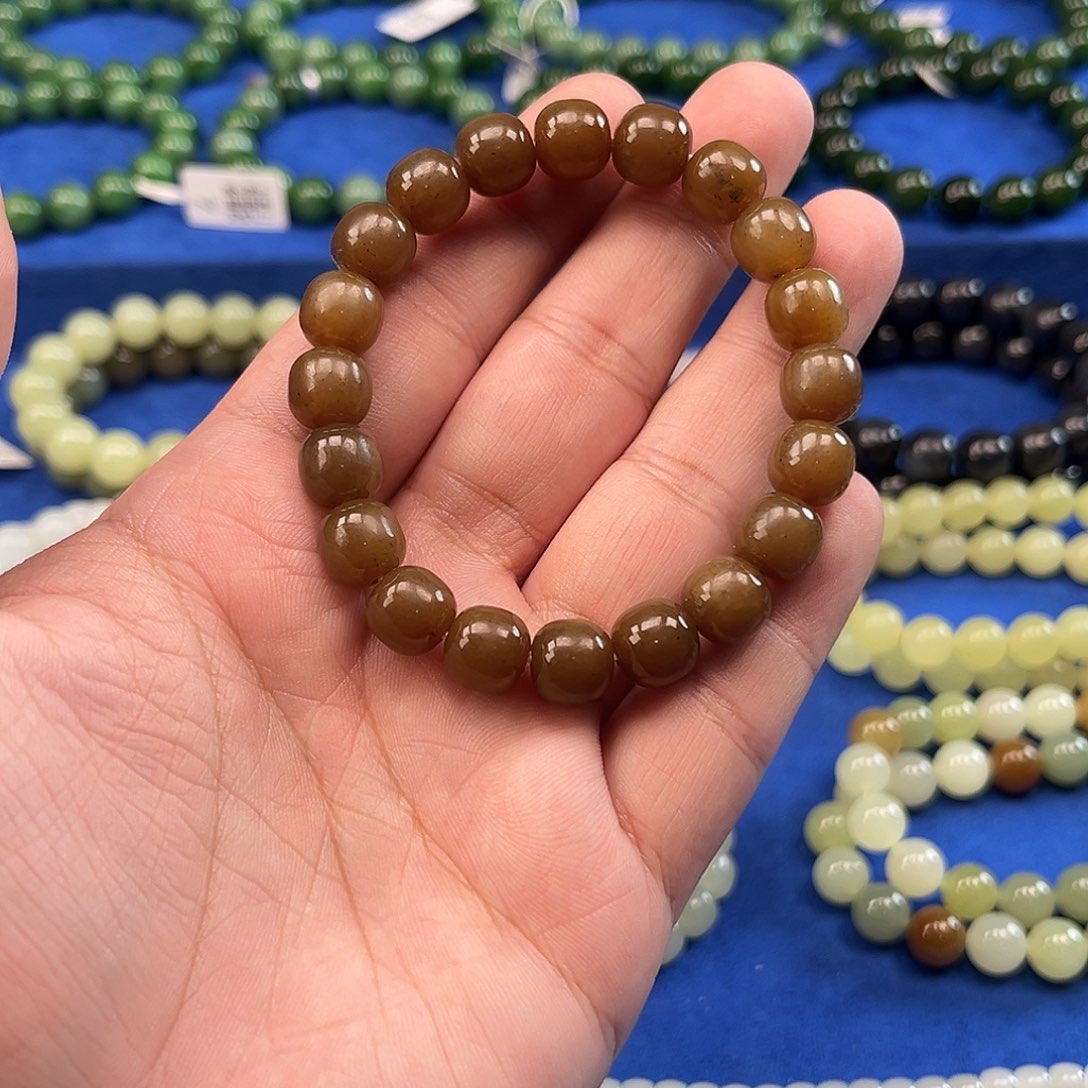 和田玉未镶嵌手链金山红糖老型