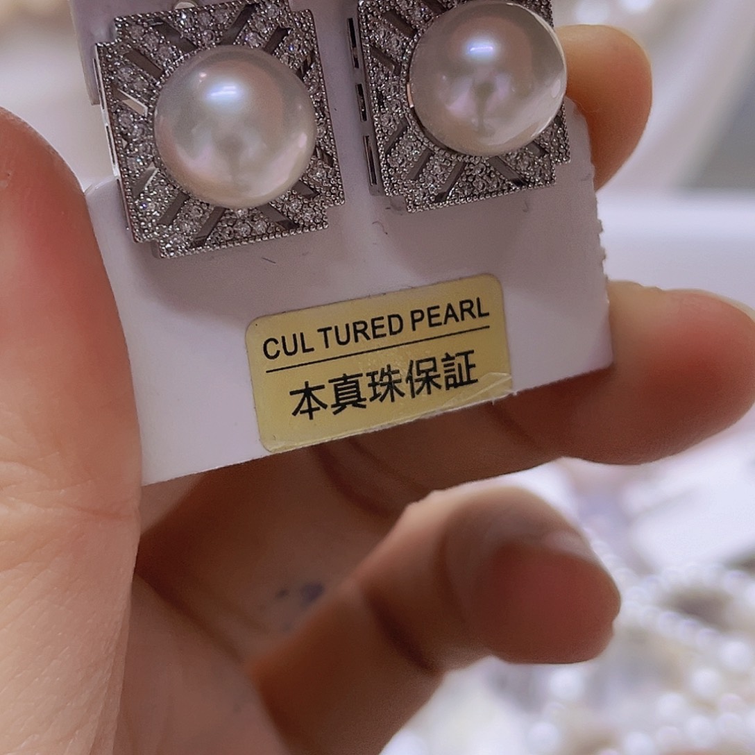 淡水珍珠吊坠或者耳钉银S925镶嵌