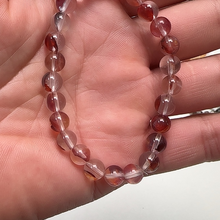 水晶颈饰未镶嵌天然红胶花7+005