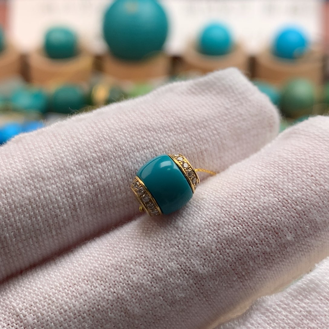 绿松石18K金镶嵌绿松石7.2mm