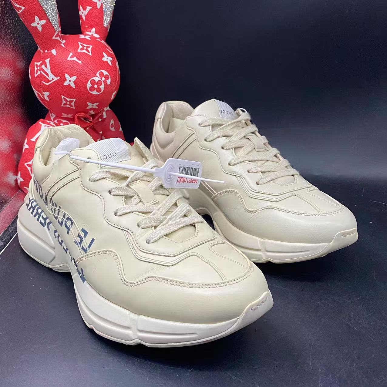 95新 GUCCI/古驰 【聚星优选】潮鞋米白色船锚老爹鞋42欧码cat609